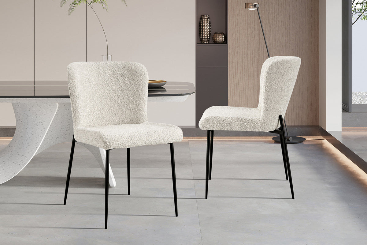 Chaise Lisa en bouclé écru