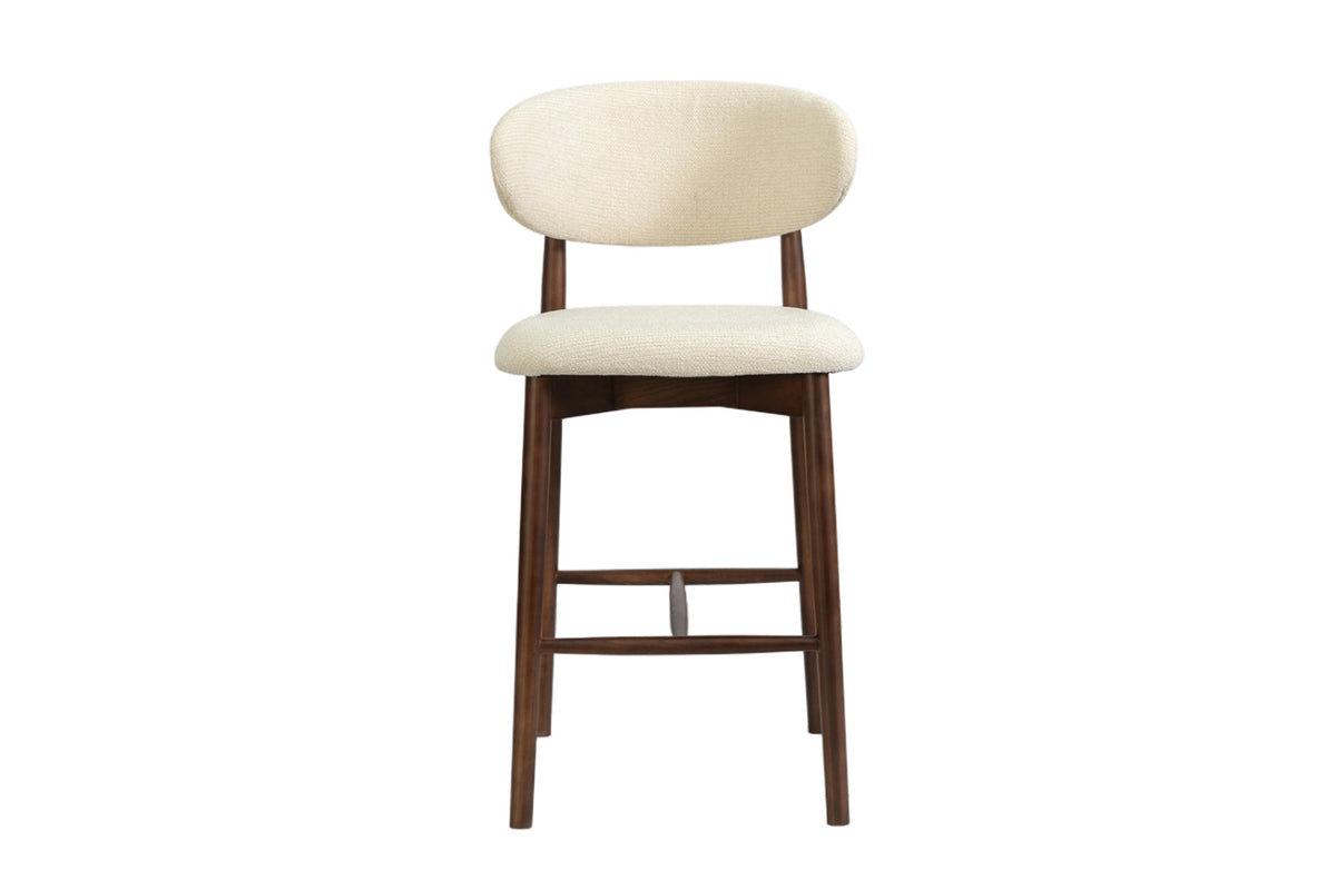 Chaise de comptoir Clara – frêne noyer, ote milan 103 beige