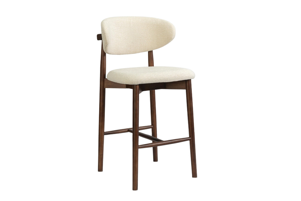 Chaise de comptoir Clara – frêne noyer, ote milan 103 beige