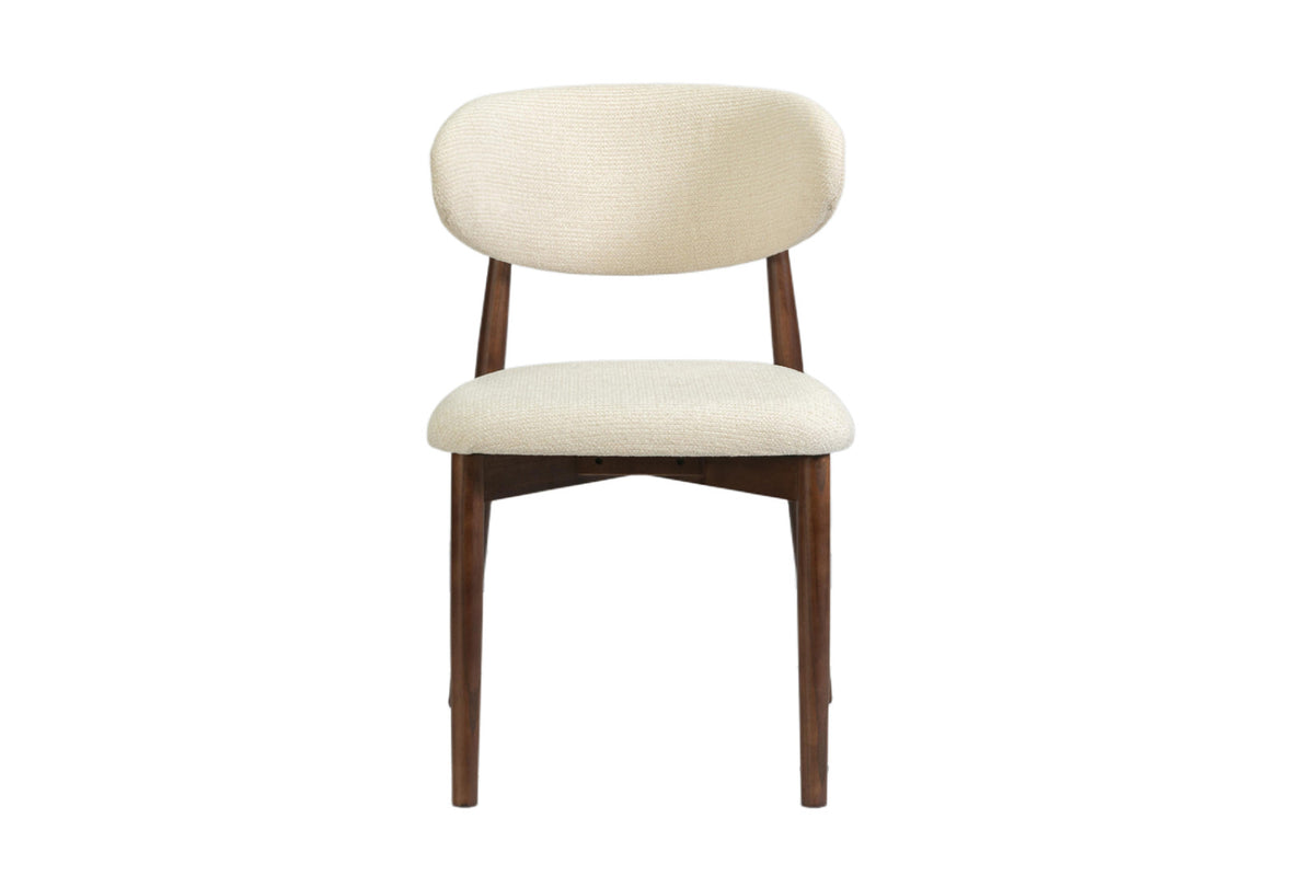 Chaise Clara – frêne noyer tissu beige monté