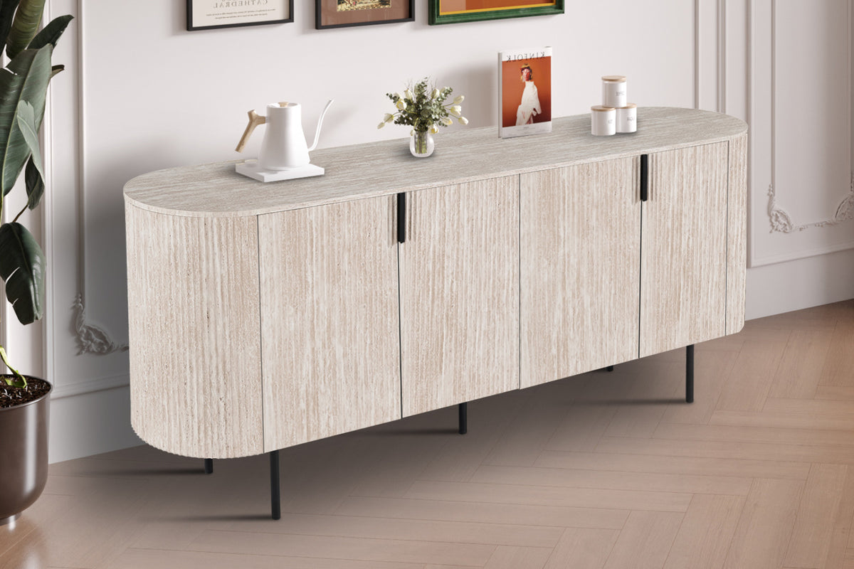 Bahut Lagos – décor travertin beige – 200 cm