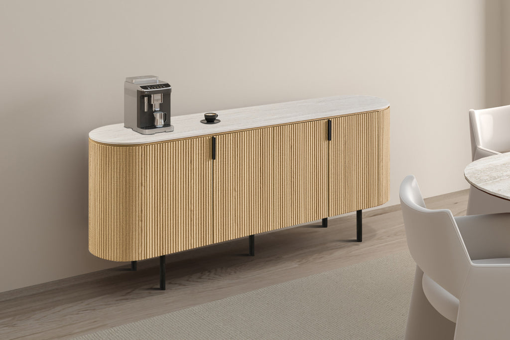 Bahut Vigo – Chêne naturel · baroque gris