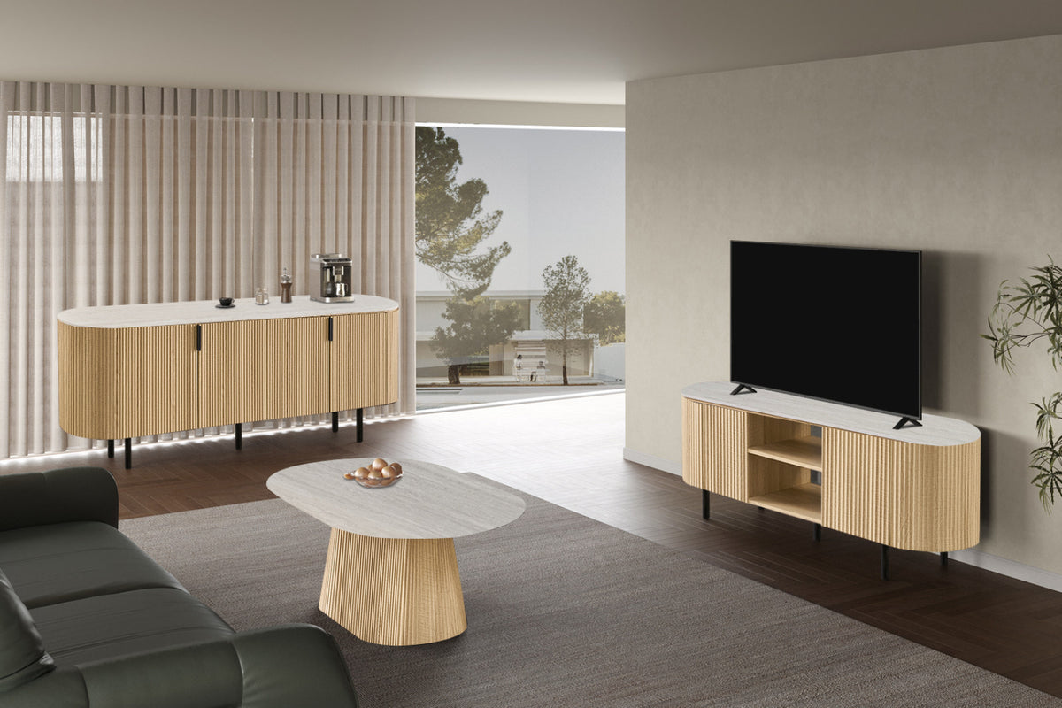 Bahut Vigo – Chêne naturel · baroque gris