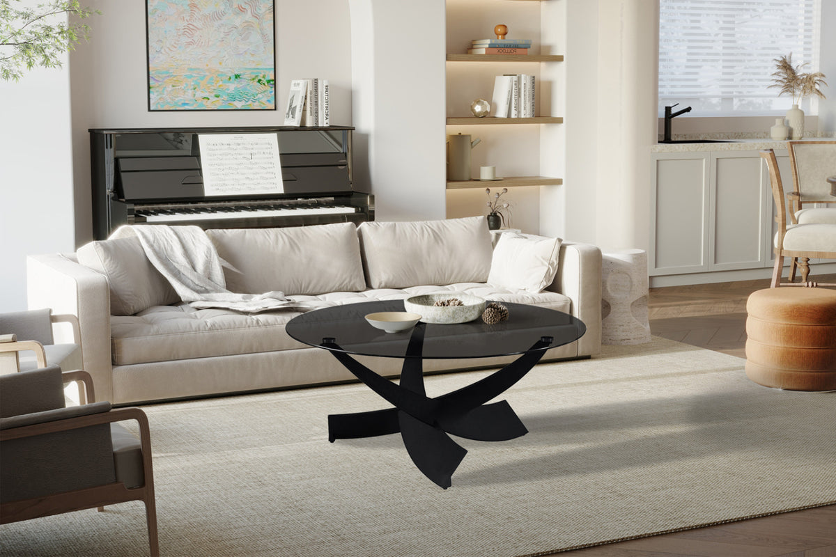 Table basse Weston – ronde verre clair gris