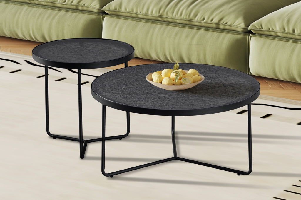 Set table basse Melia – ronde gris verre