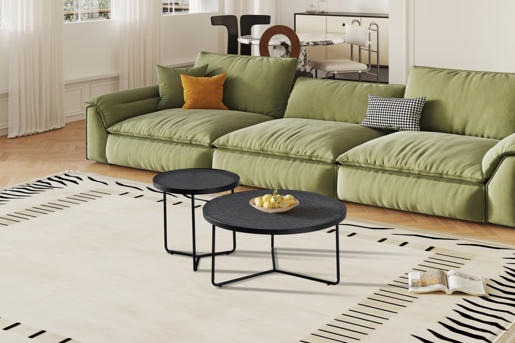 Set table basse Melia – ronde gris verre