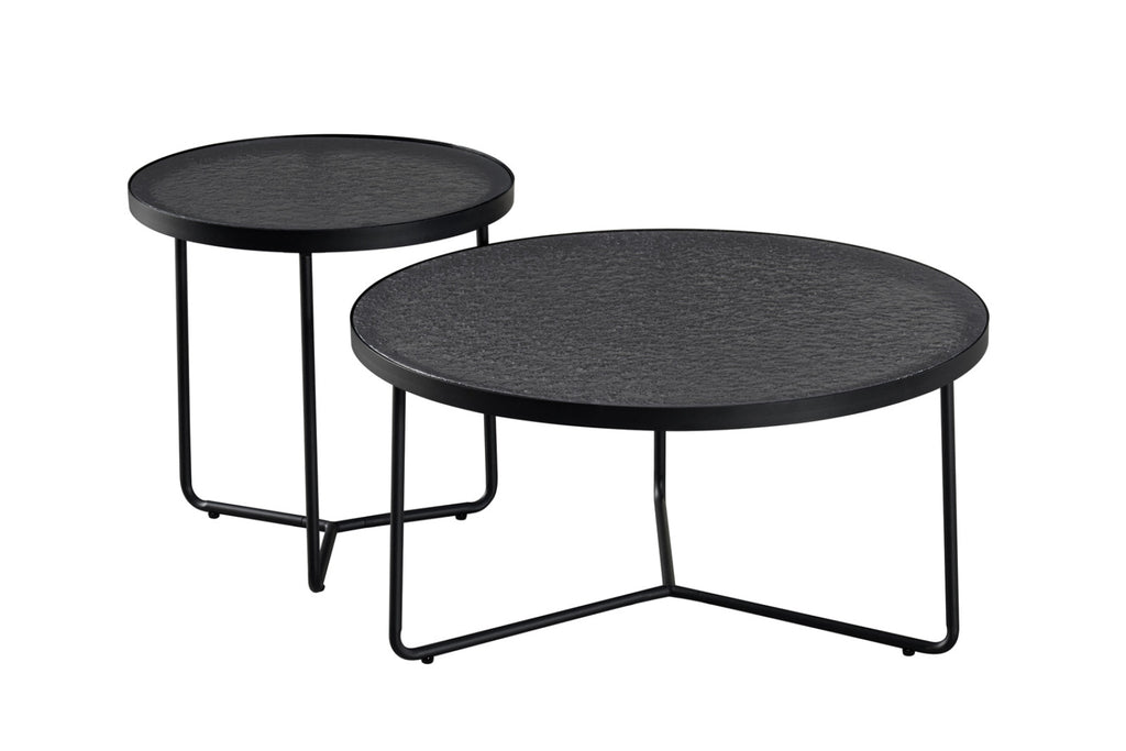 Set table basse Melia – ronde gris verre