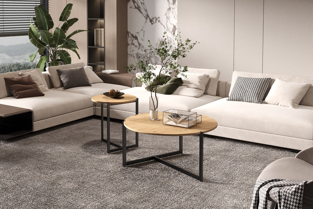 Set de 2 table basses ' Pola – décor chêne vieilli