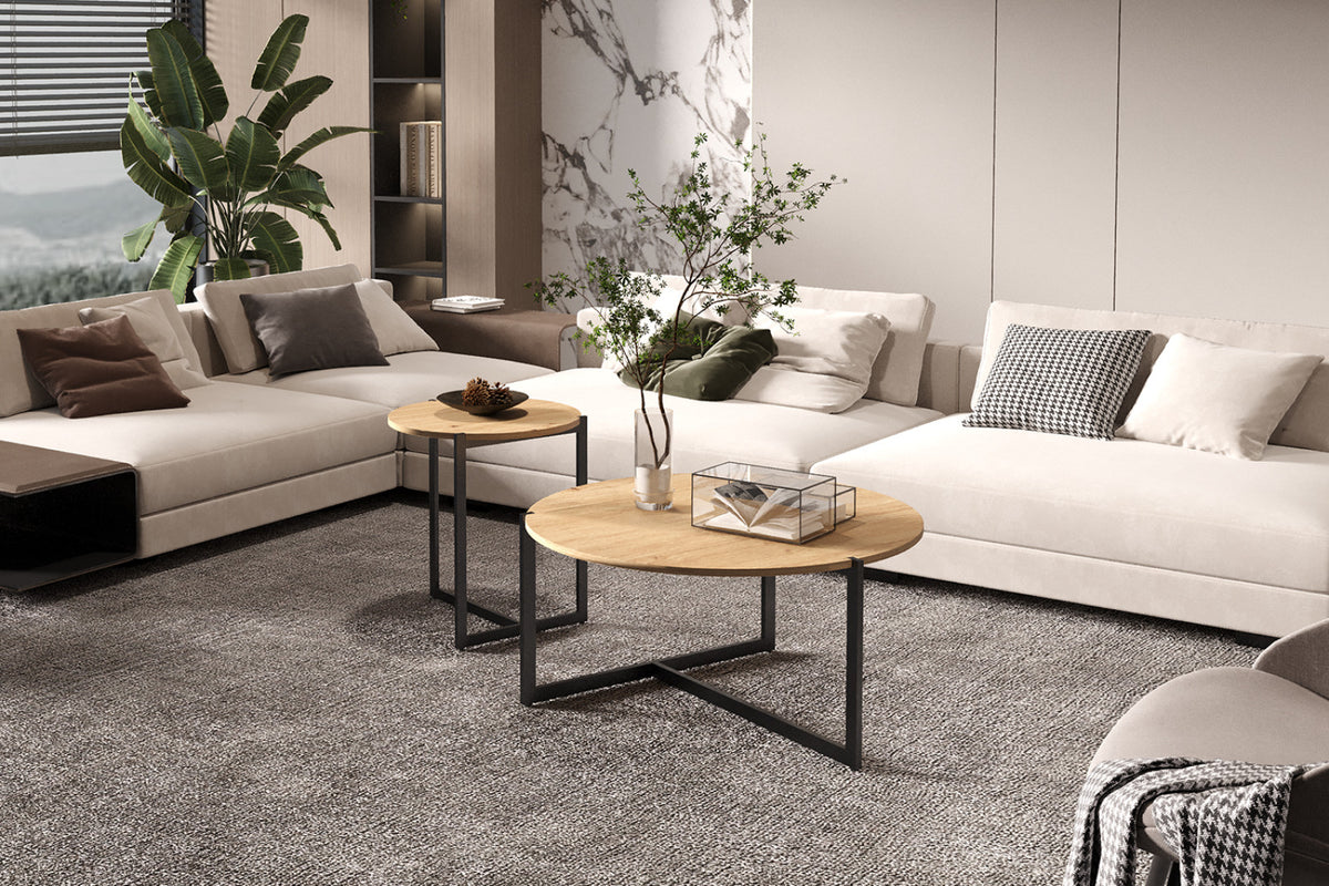 Set de 2 table basses ' Pola – décor chêne vieilli