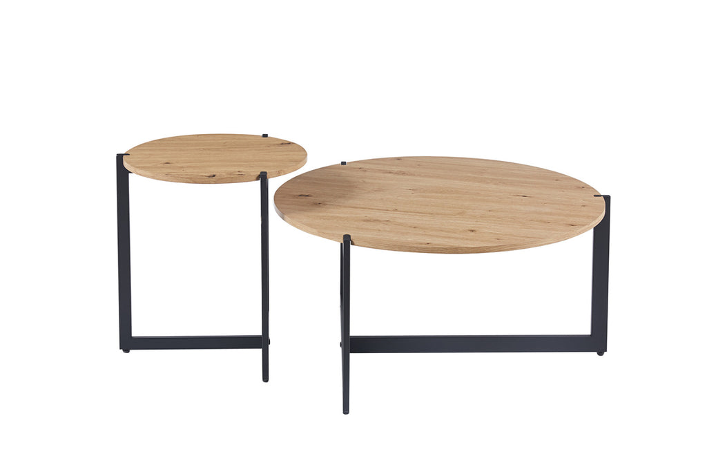 Set de 2 table basses ' Pola – décor chêne vieilli