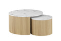 Set table basse Rowan – ronde décor marbre beige