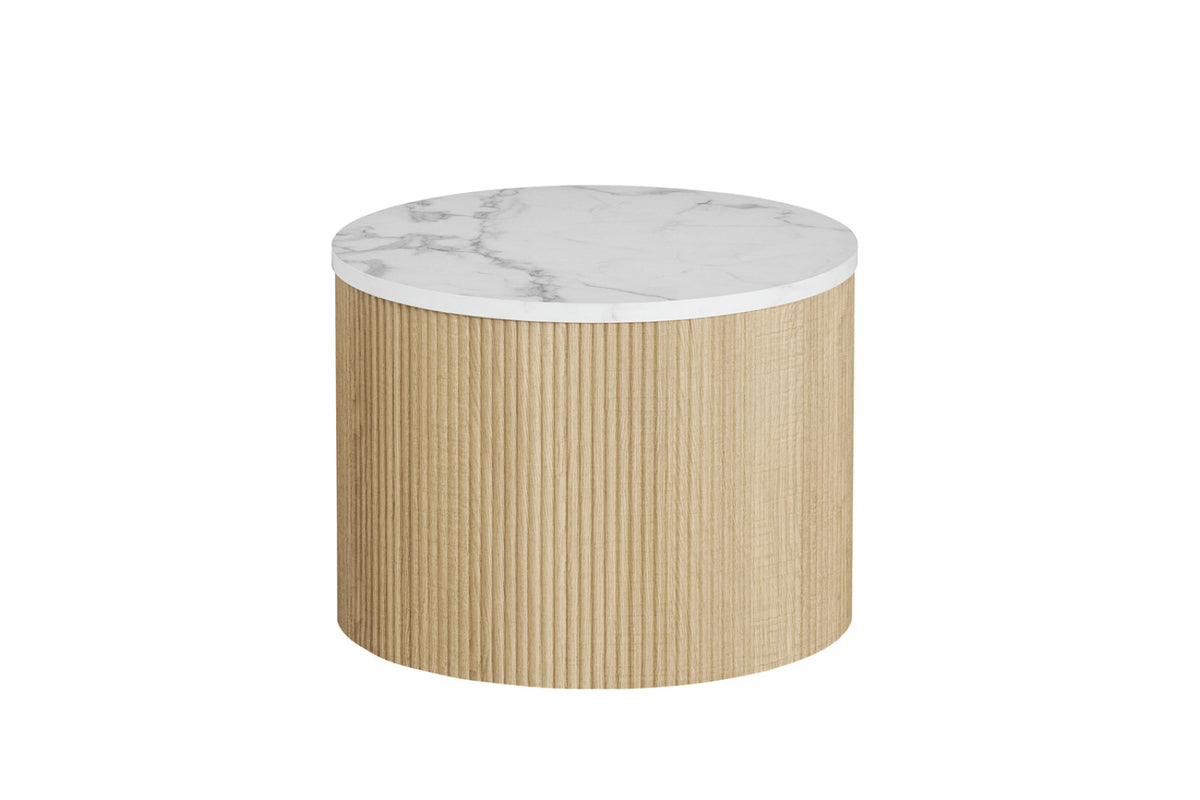 Set table basse Rowan – ronde décor marbre beige
