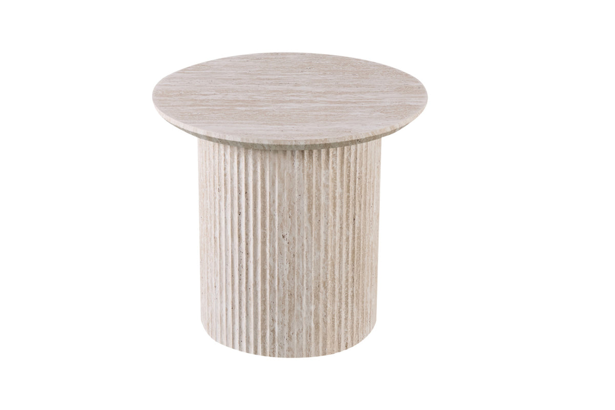 Table basse Lagos – ronde décor travertin beige – 50 cm
