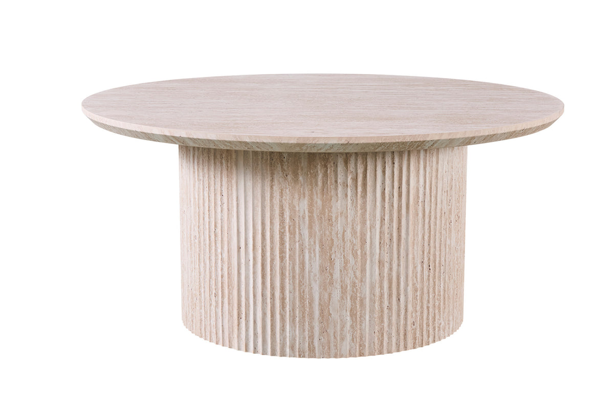 Table basse Lagos – ronde décor travertin beige – 80 cm