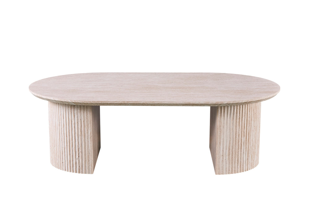 Table basse Lagos – Travertin beige – Ovale 120 × 70 cm
