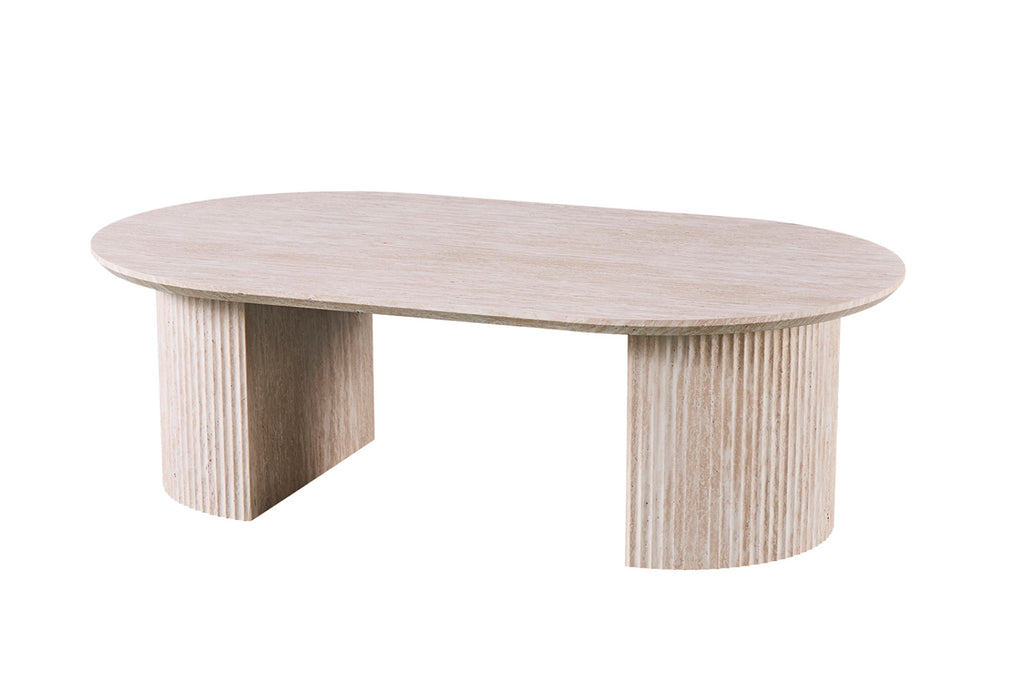 Table basse Lagos – Travertin beige – Ovale 120 × 70 cm