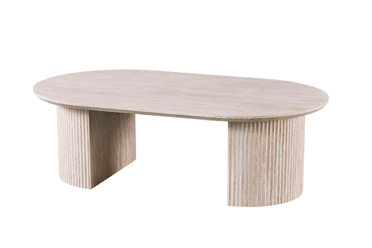 Table basse Lagos – Travertin beige – Ovale 120 × 70 cm