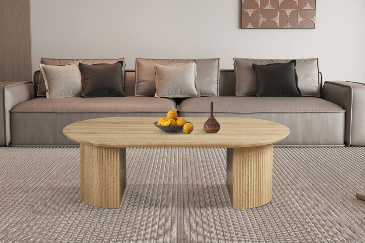 Table basse Lagos – Chêne naturel – Ovale 120 × 70 cm