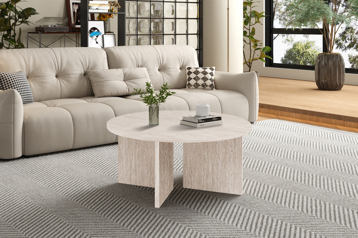 Table basse Drasir – Travertin beige