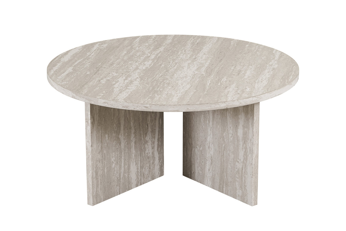 Table basse Drasir – ronde décor travertin gris