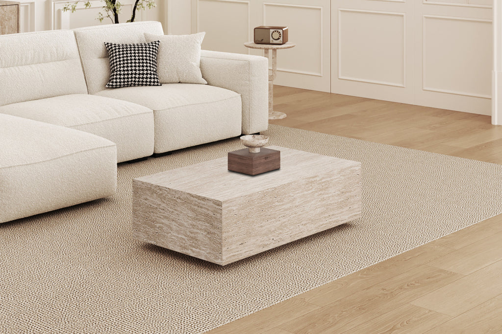 Table basse Jacky – décor travertin beige