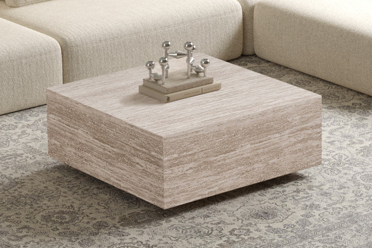 Table basse Jane – décor travertin beige