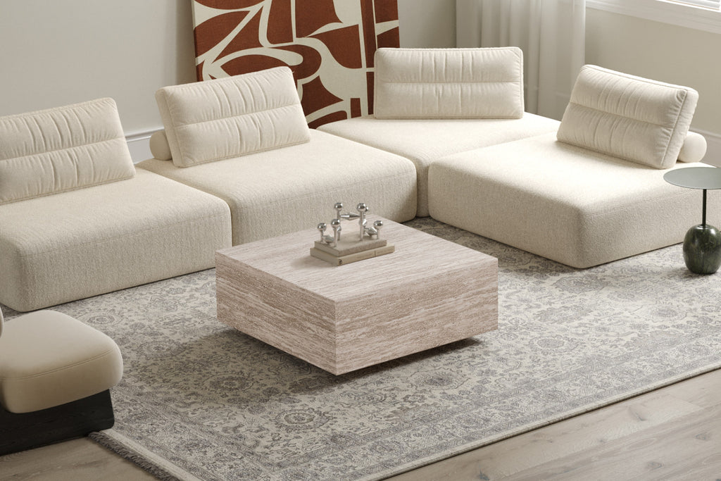 Table basse Jane – décor travertin beige