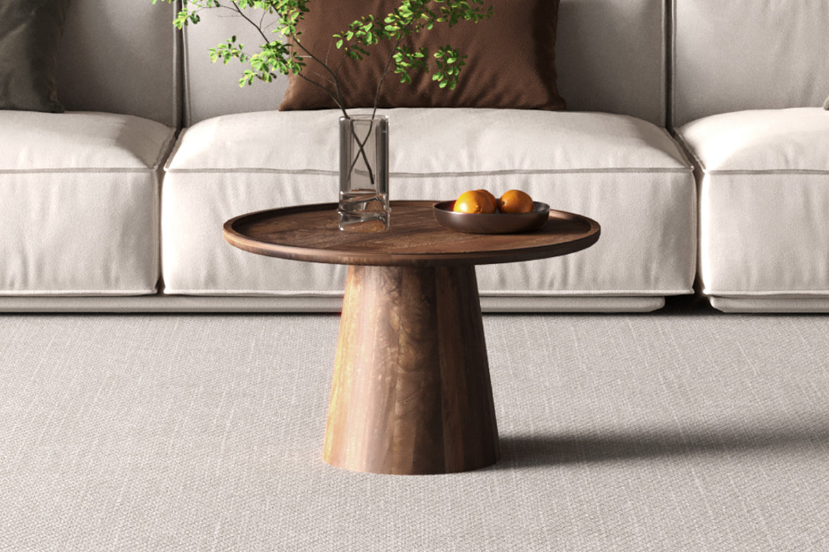 Table basse Jules – ronde bois de manguier brun clair – 65x40 cm