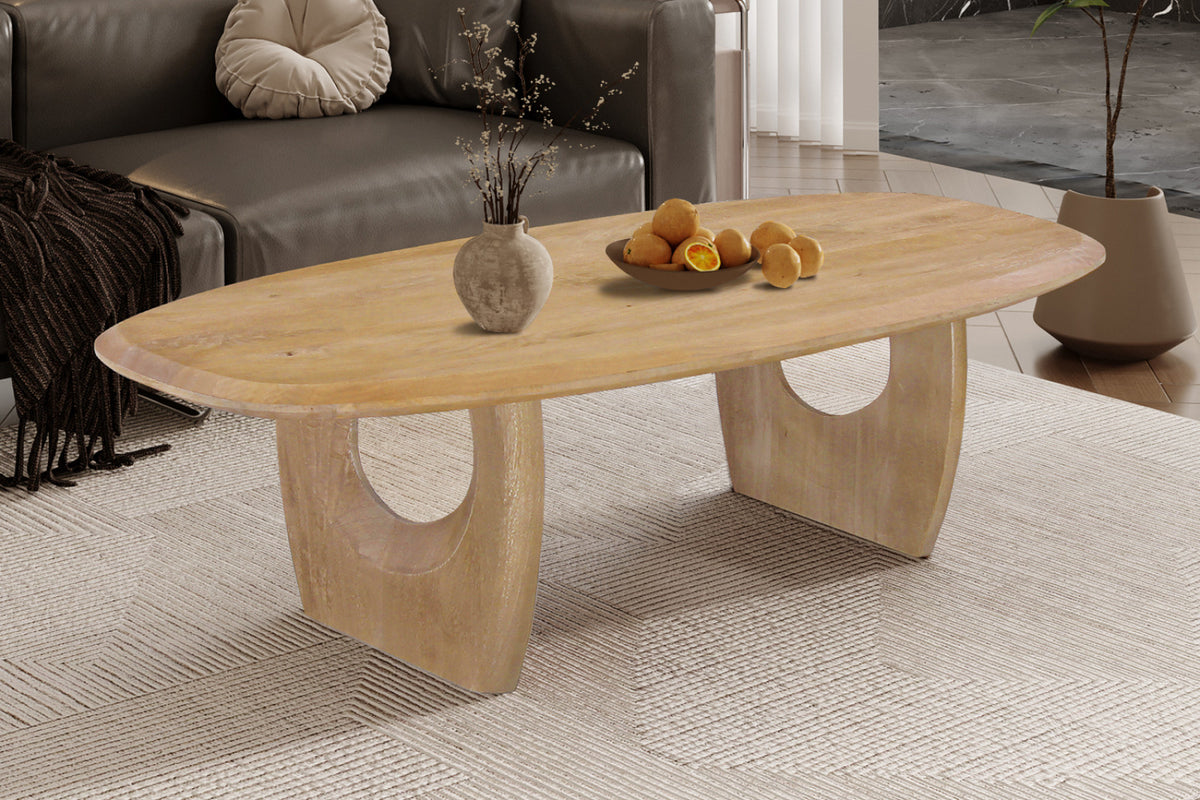Table basse Braga – ovale danoise bois de manguier amande