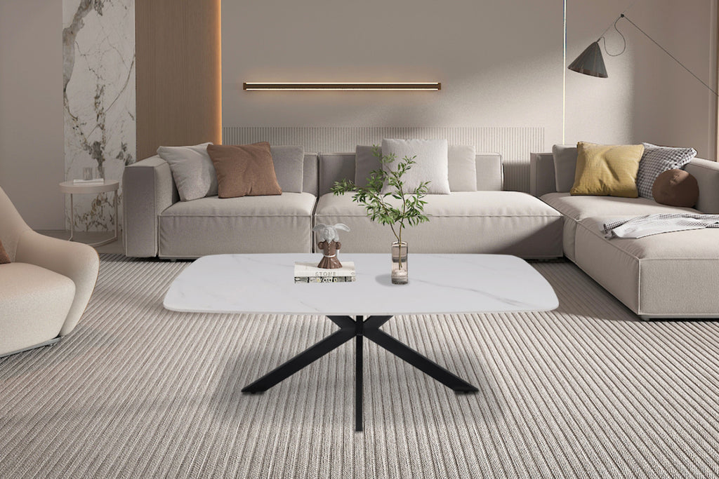 Table basse Apollo – Blanc – Ovale 130 × 70 cm