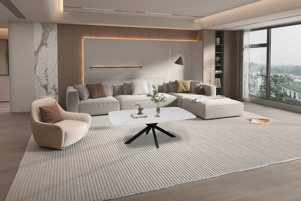 Table basse Apollo – Blanc – Ovale 130 × 70 cm