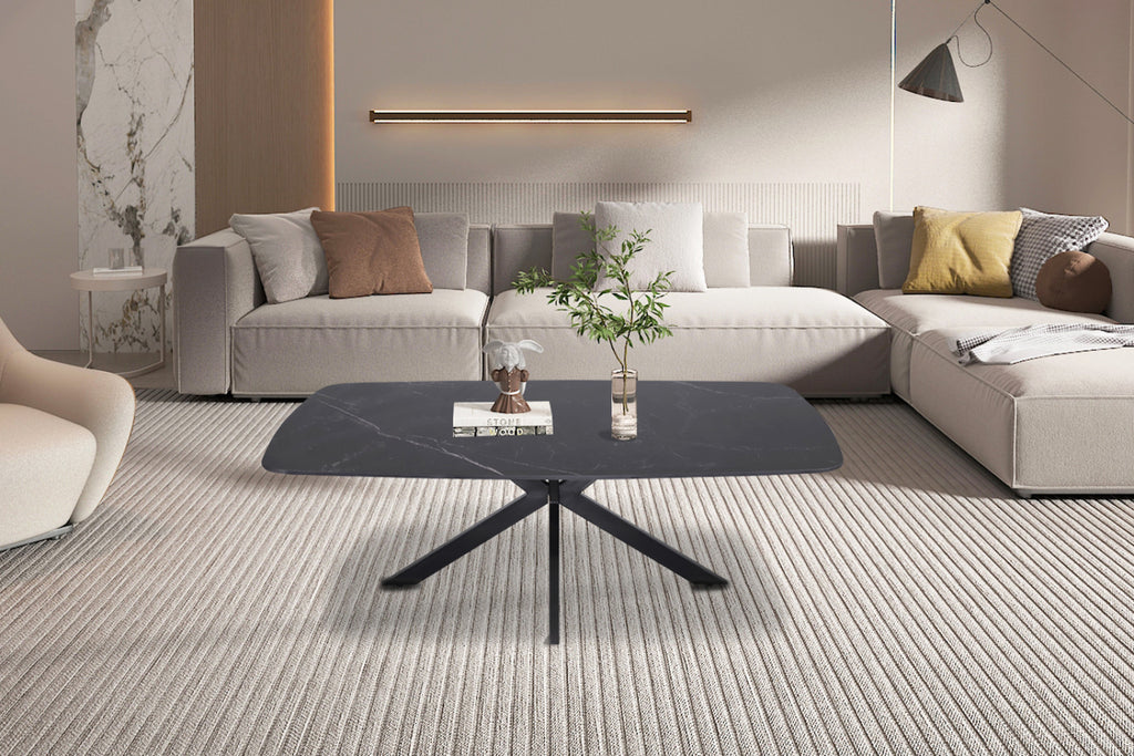 Table basse Apollo – Noir – Ovale 130 × 70 cm