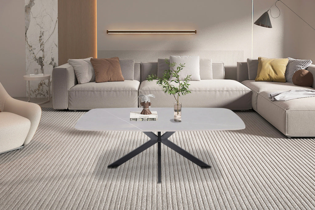 Table basse Apollo – Gris – Ovale 130 × 70 cm