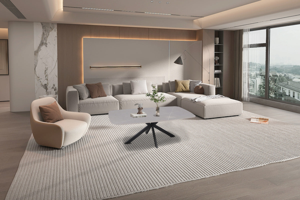 Table basse Apollo – Gris – Ovale 130 × 70 cm
