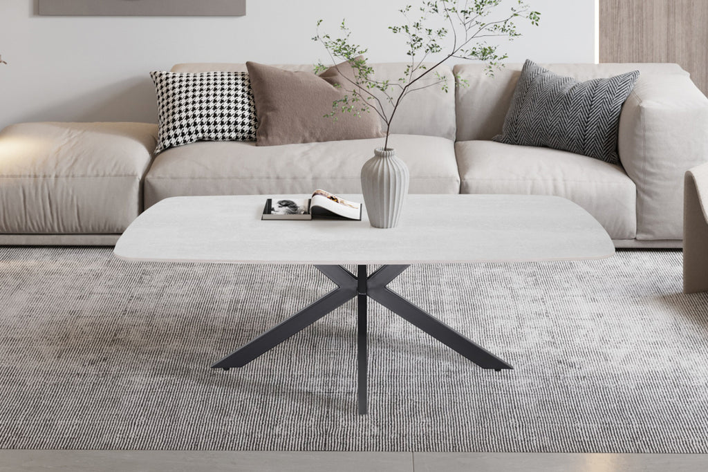 Table basse Apollo – Baroque gris – Ovale 130 × 70 cm