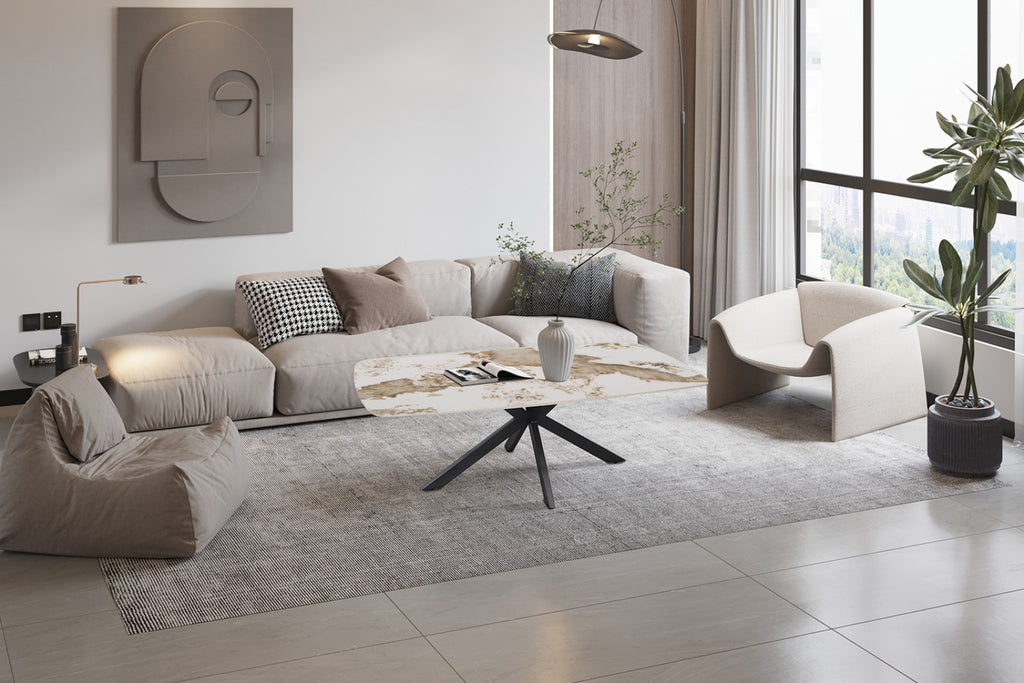 Table basse Apollo – Pandora brillant – Ovale 130 × 70 cm