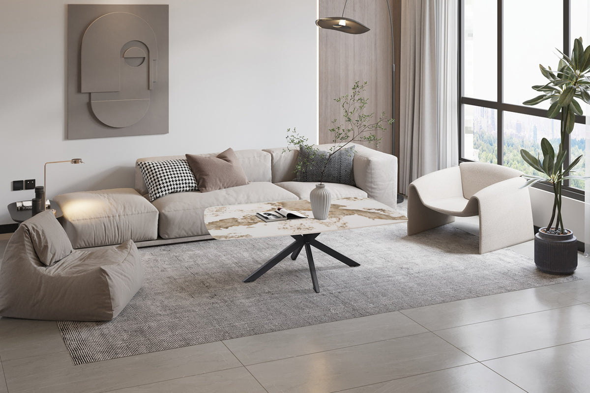 Table basse Apollo – Pandora brillant – Ovale 130 × 70 cm