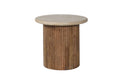 Table d Appoint  – louis' bois de manguier avec travertin beige – 50 cm