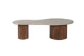 Table basse Marlon – bois de manguier avec travertin beige – 120 cm
