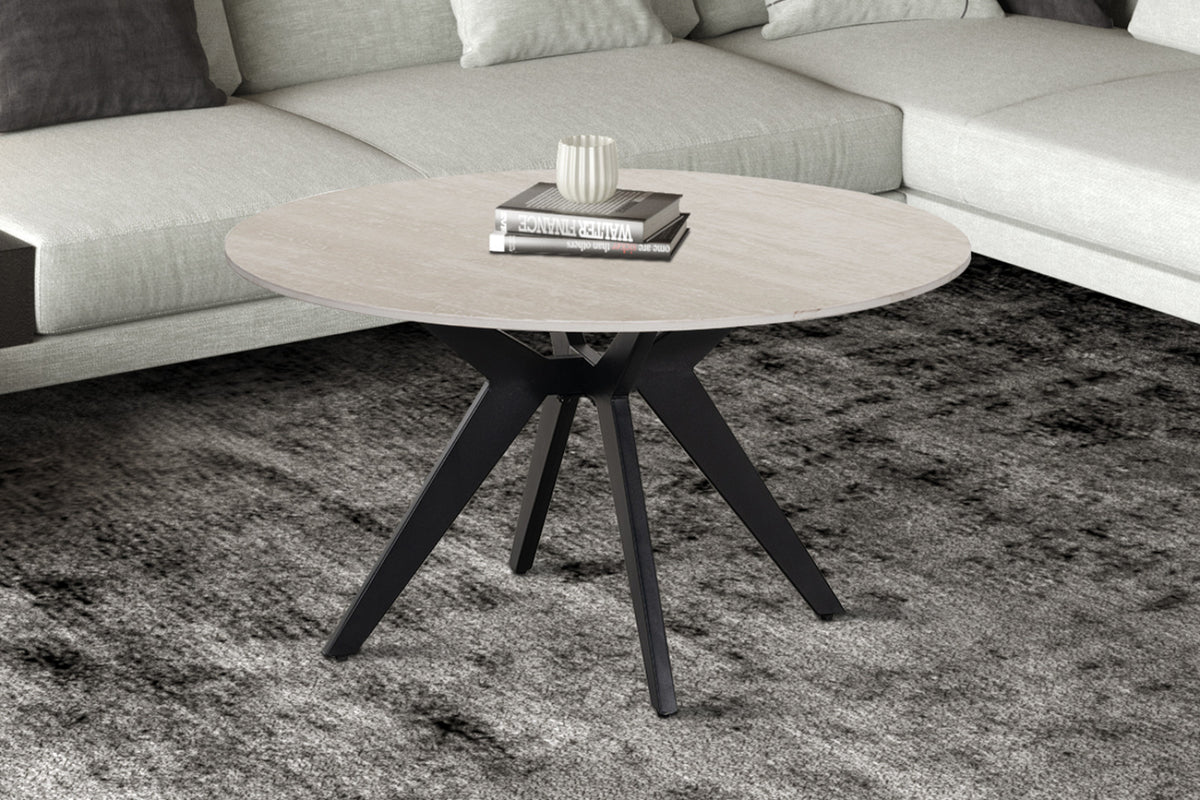 Table basse Apollo – ronde pierre baroque gris – 80 cm