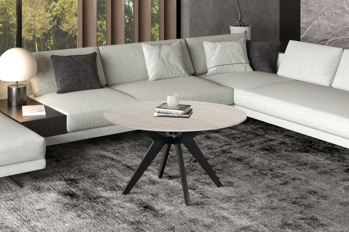 Table basse Apollo – Baroque gris – Ronde Ø 80 cm