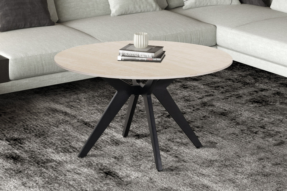 Table basse Apollo – ronde pierre baroque beige – 80 cm