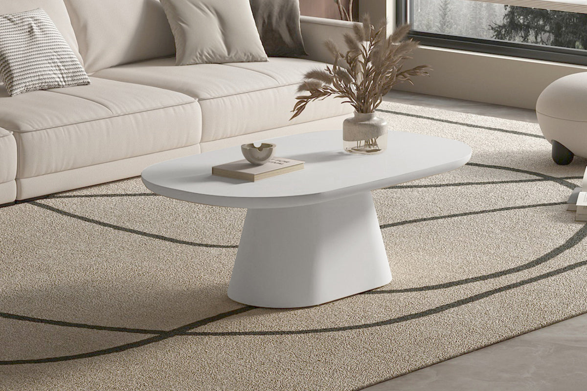 Table basse Tavira – ovale ciment ecru – 120 cm