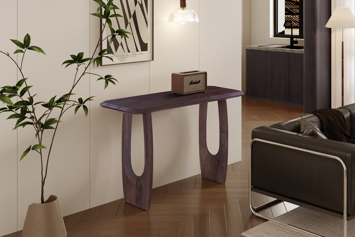 Console Braga – ovale danoise bois de manguier brun foncé