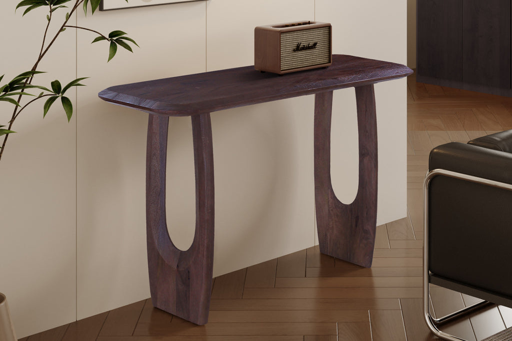 Console Braga – ovale danoise bois de manguier brun foncé