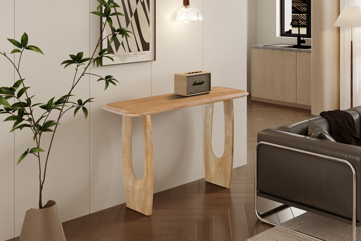 Console Braga – ovale danoise bois de manguier amande