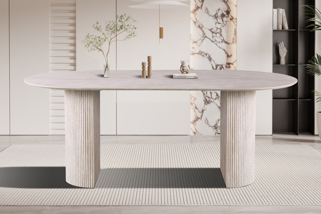 Table Lagos – ovale décor travertin beige – 200 cm