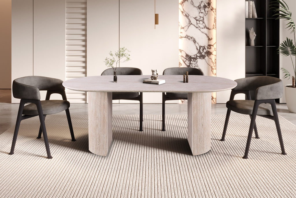 Table Lagos – ovale décor travertin beige – 200 cm