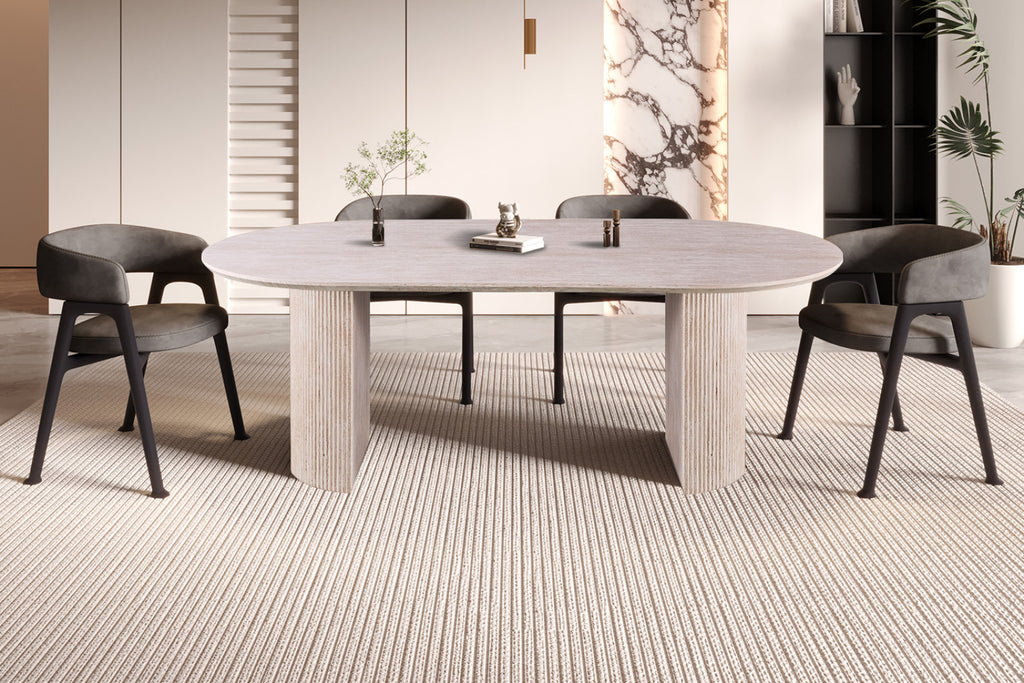 Table Lagos – Travertin beige – Ovale 220 × 110 cm