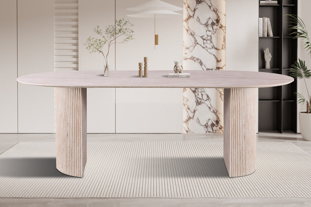 Table Lagos – Travertin beige – Ovale 220 × 110 cm